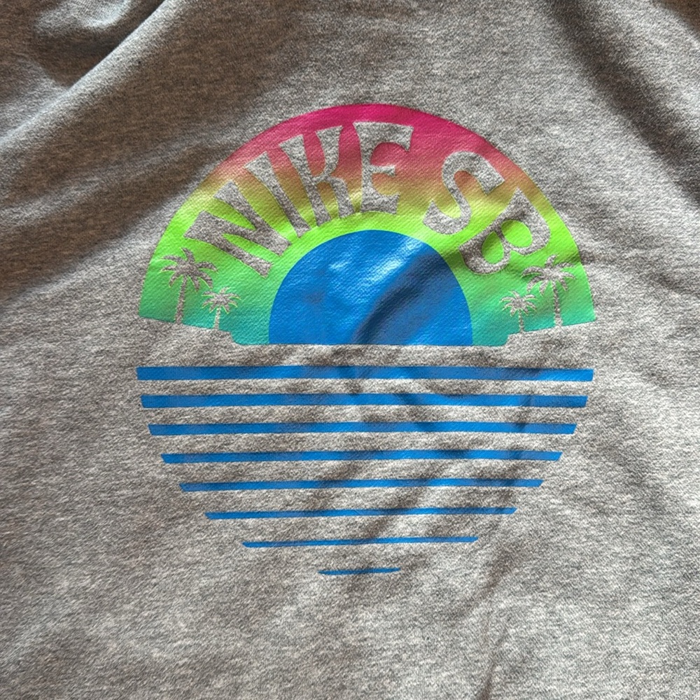 Nike SB Heather Gray Hoodie Sweatshirt with Neon Logo